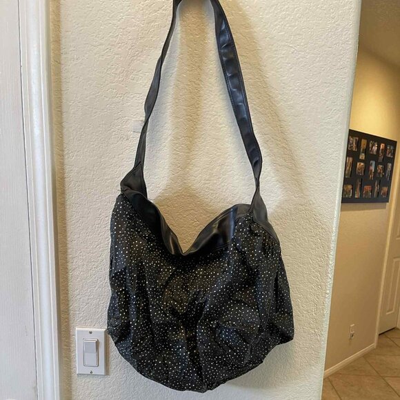 Lancome Paris black with white dots shoulder bag - Picture 1 of 9